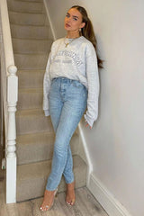 Grey California Slogan Sweater Mini Dress - Immi-Dresses