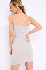 Grey Cami Crop Top And Mini Skirt Co-Ord - Riely-Co-ords