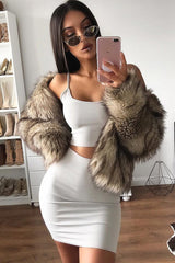 Grey Cami Crop Top And Mini Skirt Co-Ord - Riely-Co-ords