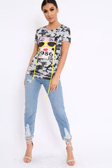 Grey Camo Hanging Glasses 1986's T-shirt - Natally-Tops