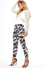 Grey Camo High Waisted Trousers - Jerica-Trousers