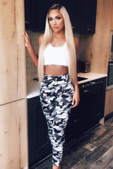 Grey Camo High Waisted Trousers - Jerica-Trousers