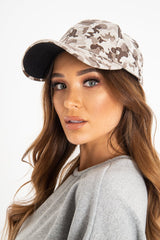 Grey Camoflage Print Cap Hat - Lannie-Hats