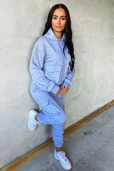 Grey Cargo Pocket Hoodie and Joggers Tracksuit - Aafiya-Tracksuits