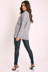 Grey Check Single Breasted Blazer - Emorie-Blazers