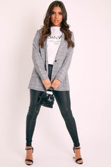 Grey Check Single Breasted Blazer - Emorie-Blazers