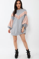 Grey Chevron Fur Jumper Dress - Esme-Tops