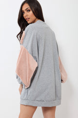 Grey Chevron Fur Jumper Dress - Esme-Tops