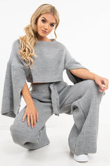 Grey Chunky Knit Loungewear Set - Harper-Loungewear