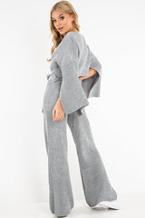 Grey Chunky Knit Loungewear Set - Harper-Loungewear