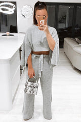 Grey Chunky Knit Loungewear Set - Harper-Loungewear