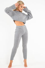 Grey Chunky Knit Loungewear Set - Wynter-Loungewear