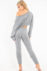 Grey Chunky Knit Loungewear Set - Wynter-Loungewear