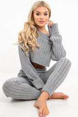 Grey Chunky Knit Loungewear Set - Wynter-Loungewear
