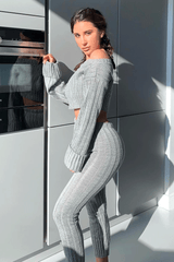 Grey Chunky Knit Loungewear Set - Wynter-Loungewear