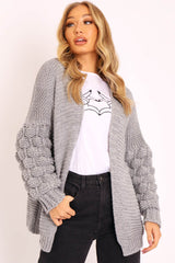 Grey Chunky Knit Oversized Cardigan - Eaden-Cardigans