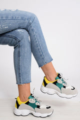 Grey Chunky Lace Up Trainers - Dita-Trainers