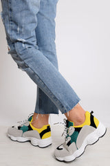 Grey Chunky Lace Up Trainers - Dita-Trainers