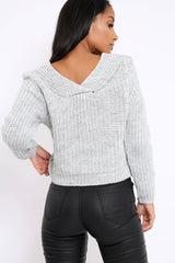 Grey Chunky Twist Knit Jumper - Loren-Jumper