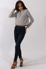 Grey Contrast Piping Cropped Shirt - Simone-Shirts