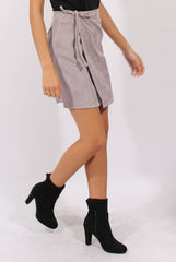 Grey Corduroy Front Wrap High Waisted Skirt - Caylon-Skirts