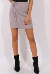 Grey Corduroy Front Wrap High Waisted Skirt - Caylon-Skirts
