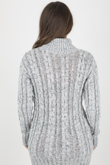 Grey Cowl Neck Knitted Dress - Loria-Dresses