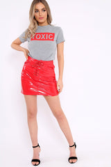 Grey Crew Neck Toxic Slogan T-Shirt - Grecia-Tops