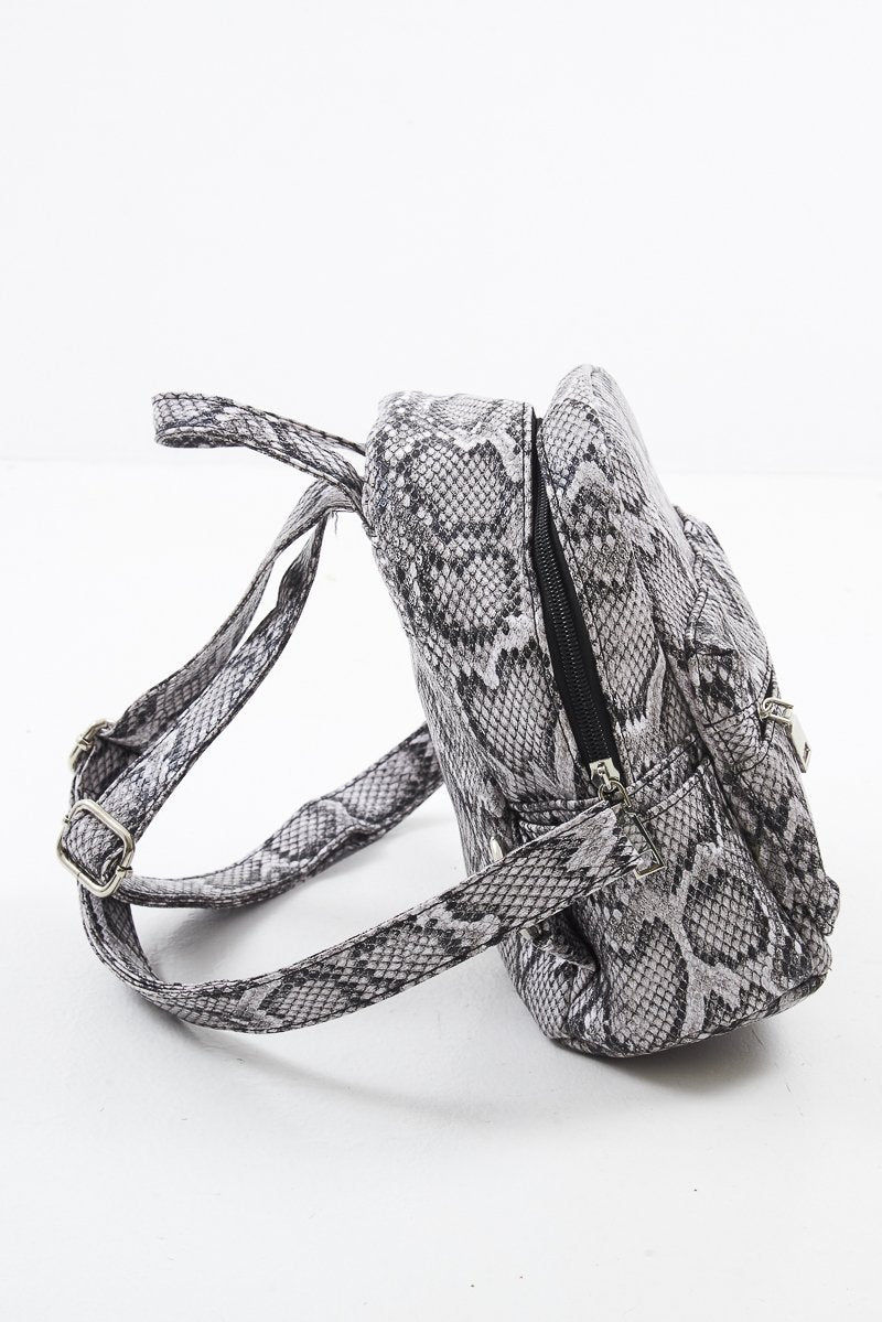 Grey Croc Snake Mini Backpack - Saiya-Bags