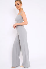 Grey Crop Top and Trousers Co-ord Set - Kimmy-Co-ords