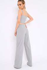 Grey Crop Top and Trousers Co-ord Set - Kimmy-Co-ords