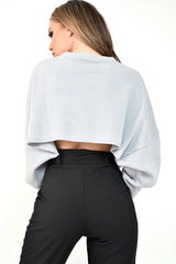 Grey Cropped Batwing Jumper - Lizy-Crop Jumper