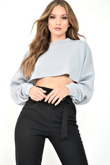 Grey Cropped Batwing Jumper - Lizy-Crop Jumper