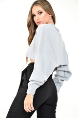 Grey Cropped Batwing Jumper - Lizy-Crop Jumper