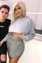 Grey Cropped Batwing Jumper - Lizy-Crop Jumper