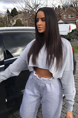 Grey Cropped Batwing Jumper - Lizy-Crop Jumper