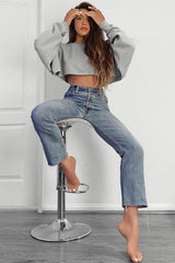 Grey Cropped Batwing Jumper - Lizy-Crop Jumper