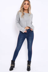 Grey Cropped Curved Hem Jumper - Fearne-Jumper