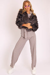 Grey Cropped Faux Fur Jacket - Gwen-Faux Fur