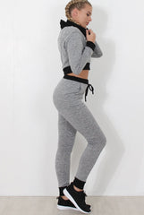 Grey Cropped Hooded Loungewear set- Milani-Loungewear