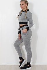 Grey Cropped Hooded Loungewear set- Milani-Loungewear