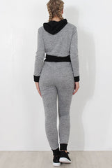 Grey Cropped Hooded Loungewear set- Milani-Loungewear