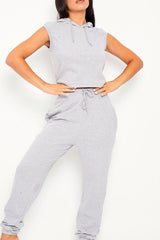 Grey Cropped Hoodie Joggers Loungewear Co-ord - Kylie-Loungewear