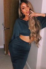Grey Cropped Jumper and Skirt Co-ord - Heidi-Co-ords