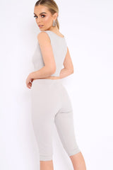 Grey Cropped Top and Leggings Co-Ords - Remini-Co-ords