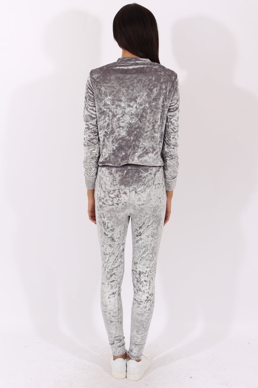 Grey Crushed Velvet Tracksuit - Romy-Tracksuits