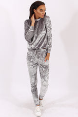 Grey Crushed Velvet Tracksuit - Romy-Tracksuits