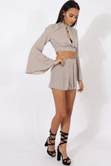 Grey Cut Out Bell Sleeve Co-ord - Leia-Co-ords