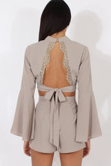 Grey Cut Out Bell Sleeve Co-ord - Leia-Co-ords