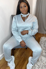 Grey Cut Out Loungewear Set - Adaia-Co-ords
